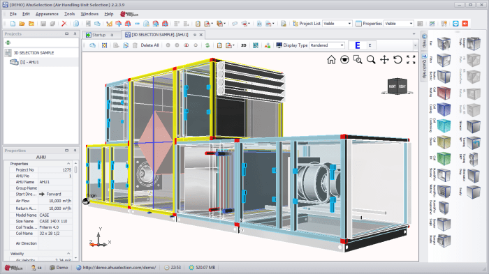 HVAC software with equipment selection