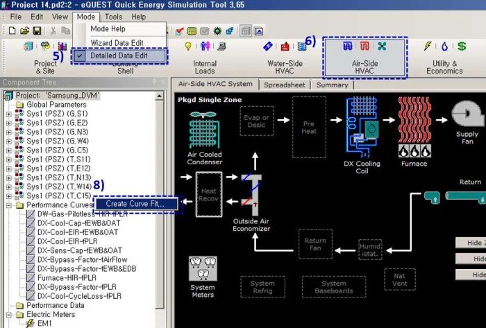 HVAC software with energy modeling
